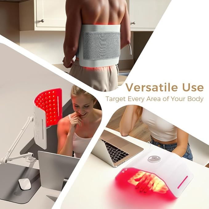 Red Light Therapy for Face, 96 LEDs Curved Silicone Infrared Light Therapy with Clip-on Stand & Belt, Multifunction 660nm 850nm Red Infrared Light Therapy for Face, Body, Skin Health, Pain Relief.