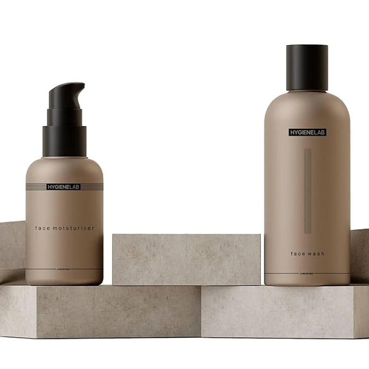 HygieneLab Face Duo – EWG Verified Face Wash (5 fl oz) & Moisturizer (1.7 fl oz), Removes Dirt, Hydrating Set with Aloe, Niacinamide, Vitamin C & Squalane