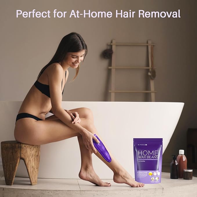 BLITZWAX Lavender Hard Wax Beads for Hair Removal - 1lb Coarse Hair Formula - Painless Wax for Sensitive Skin, Face, Full Body, Bikini - At-Home Waxing Beads for Women Men