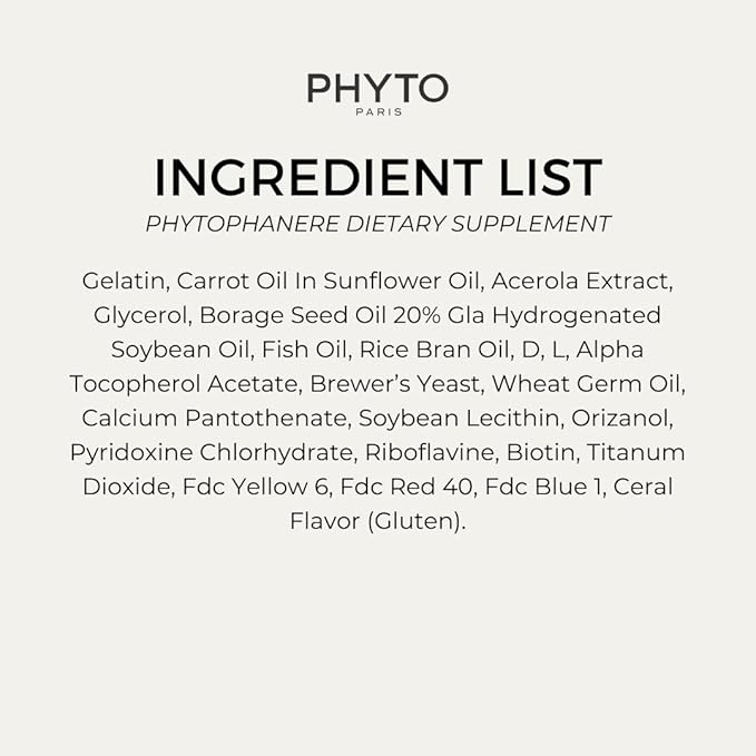 PHYTO Phytophanère 100% Natural Hair Loss Thinning Dietary Supplement, 2-Month Supply 120 Count (Pack of 1)