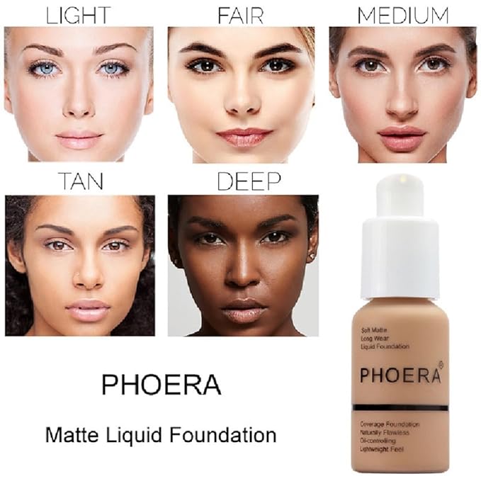 PHOERA Foundation,Flawless Soft Matte Oil Contro Concealer Long-Lasting Waterproof Full Coverage Foundation Makeup .(1Pcs-101# Porcelain)