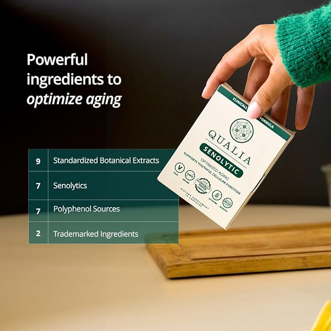 Qualia Senolytic Supplement, Fisetin, Quercetin, Piperlongumine & More, Aging Supplement That Supports Optimal Cell Repair & Rejuvenation, Naturally Eliminate Zombie Cells, Capsules, 2 Box