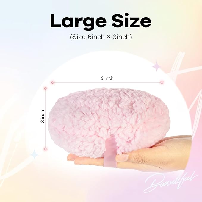 Large 6'' Body Powder Puff With Storage Container for Dusting, Bath, and Body Powder Applicator (Arctic Blue)