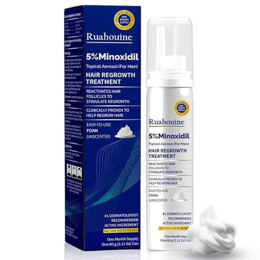 5% Minoxidil Foam for Hair Regrowth, Topical Hair Loss Treatment for Men to Regrow Fuller, Thicker Hair, Rosemary Minoxidil Topical Aerosol, 60ml / 2.11oz