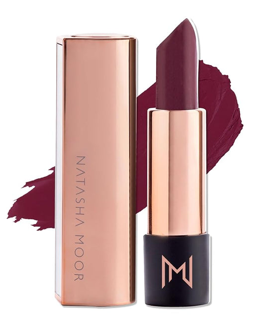 NATASHA MOOR Silk Suede Lipstick: Long-Lasting, Hydrating Semi-Matte Finish - Creamy, Cruelty-Free Formula - Silky Smooth and Highly Pigmented - INDESTRUCTIBLE