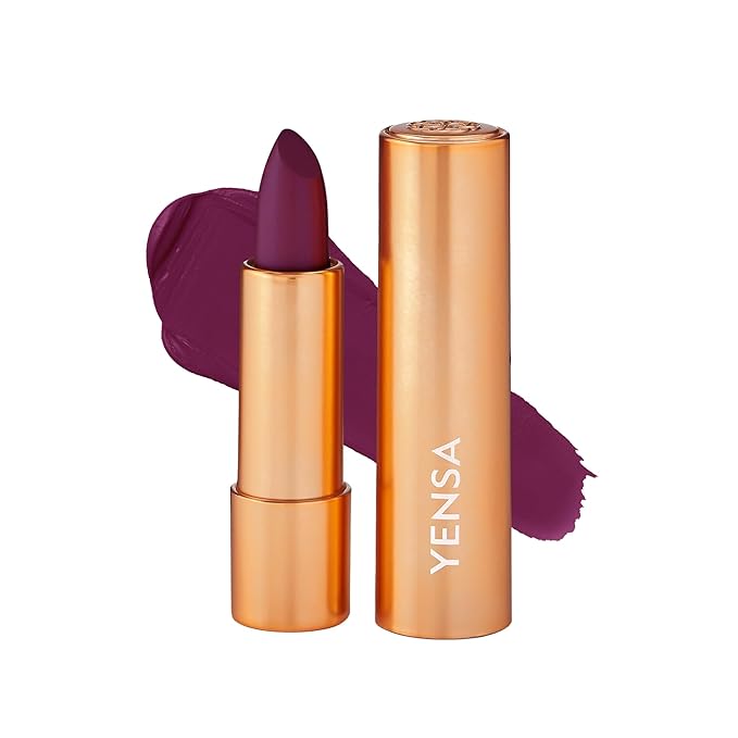 YENSA Vibrant Silk Hydrating Lip Stick - Long Lasting Lipstick with Hyaluronic Acid, Vitamin E & Super Oils - High Pigment Color & Semi Glossy Finish - Moisturizing Formula - Passion (0.12 oz)