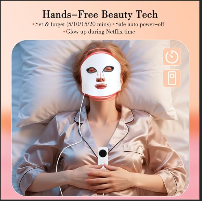 Professional Red Light Therapy Mask for Face - 4-in-1 LED Facial Rejuvenation Device with 660nm Red Light & 850nm Near Infrared, Portable Anti-Aging Skincare for Wrinkles, Acne & Collagen Boost
