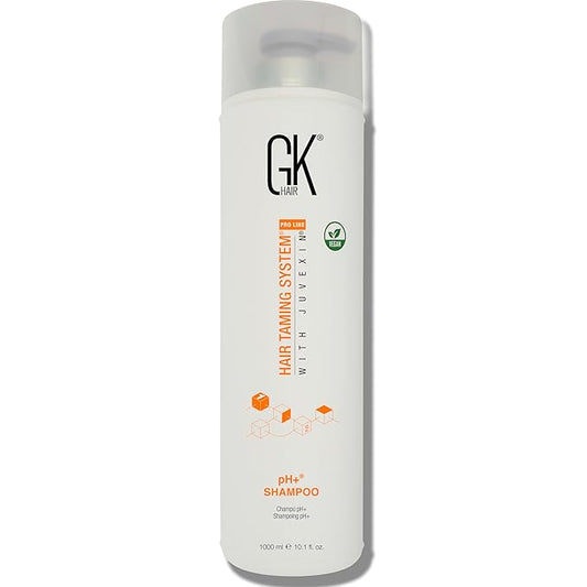 Global Keratin GK HAIR pH+ Pre-Treatment Clarifying Shampoo (33.8 Fl Oz/1000ml) For Preps Hair Deep Cleansing,Removes Impurities -With Aloe Vera, Vitamins & Natural Oils All Hair Types Men and Women