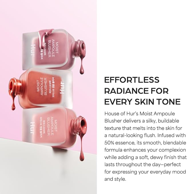 Moist Ampoule Blusher with 50% Moisture Essence | Hydrating & Long-Lasting Blush | 0.68fl.oz (9 Shades) (Cherry Blossom)