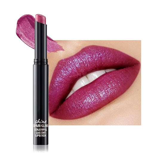 Plum Metallic Lipstick for Women,Lightweight Comfortable Non-Drying Shimmer Frosted Lipstick,Glitter Lip Gloss Stain Long Lasting Waterproof Smudge Proof 24 Hour Full Coverage Lip Makeup,Vegan