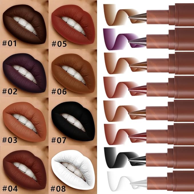 AMY'S DIARY Mocha Matte Crayon Lipstick Lip Makeup, matte lipstick crayon chocolate Lipstick Longwear Up To 24Hrs, Lead The Way,Smudge Waterproof for Women Smudge Waterproof for Women (1#Mocha, 1 pc)