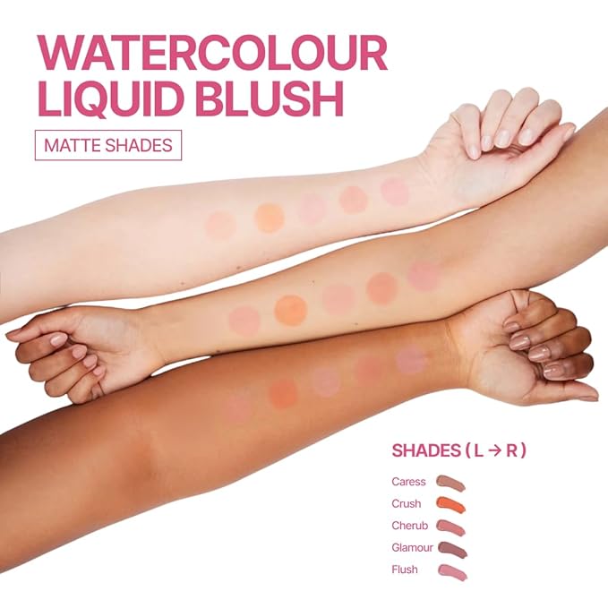 Daniel Sandler Watercolor Liquid Blush — Buildable, Blendable & Long-Lasting Liquid Blush for Cheeks, Lips, & Eyes — Lightweight & Water Resistant — For All Skin Types — Caress