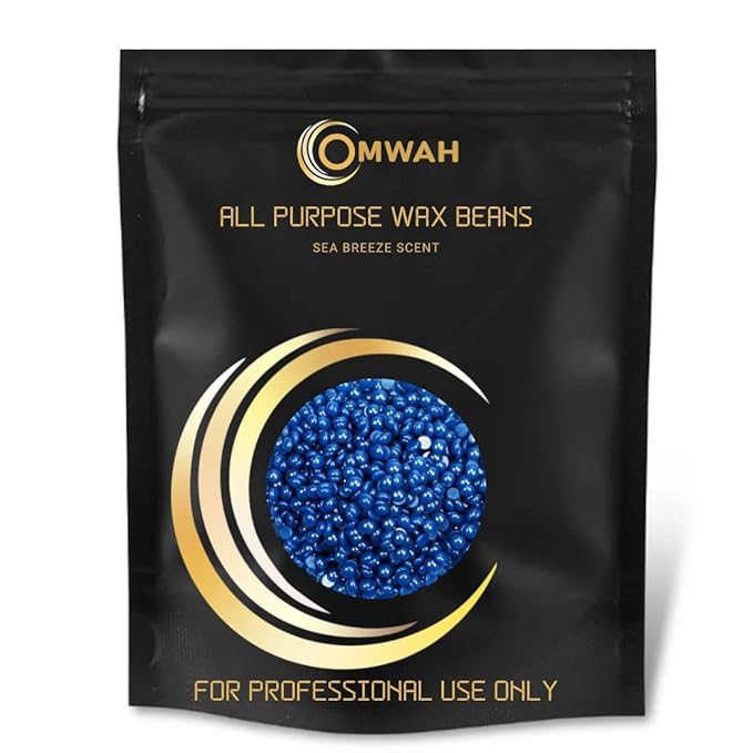 OMWAH Hard Wax Beads for Hair Removal, Brazilian Wax Beads, Natural Beeswax for all Skin type- Bikini, Face, Body & Armpits, Professional & Home Use, All-Purpose Wax Beans, Sea Breeze Scent, 1lb Bag