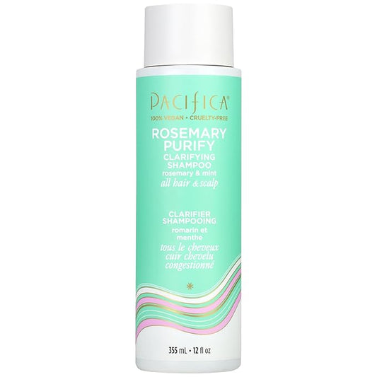 Pacifica Clarifying Shampoo – Rosemary Purify Invigorating Shampoo w/Soothing Mint for Detoxing Hair & Scalp Build-Up, Sulfate & Silicone Free - Vegan & Cruelty-Free Dermatologist Tested