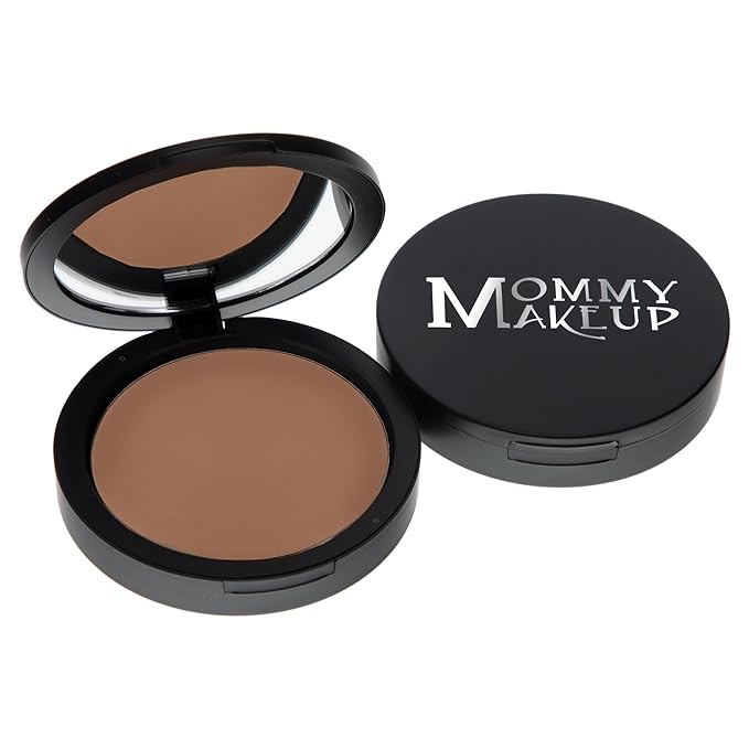 Mineral Dual Powder - 4-in-1 Pressed Mineral Foundation with SPF 15 for Flawless Glow - Oil-Free, Talc-Free, Gluten-Free, 0.45 oz (Puddin' - Dark) by Mommy Makeup