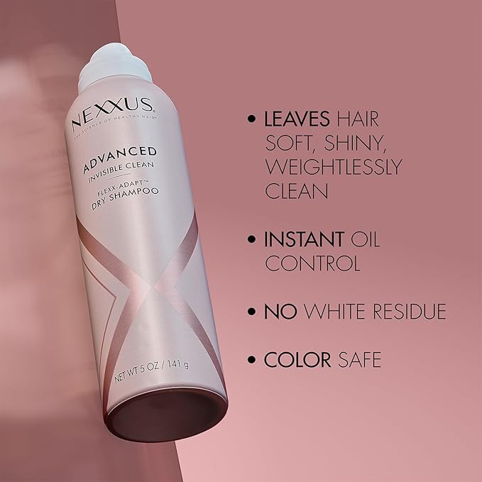 Nexxus Dry Shampoo, Travel-Size 6-Pack, Advanced Invisible Clean – Instant Oil Control for Soft, Shiny Hair Between Washes, Rose & Waterlily Scent, 1.15 Oz Ea