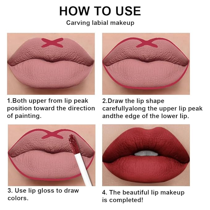 evpct 2Pcs Ruby Red Matte Lip Liner and Lipstick Combo Set for Women, Ruby Red Lip Combo Set Liquid Lips Stick Gloss and Lipliner Stains Set Long Lasting Waterproof, Lips Makeup 24 Hours originales