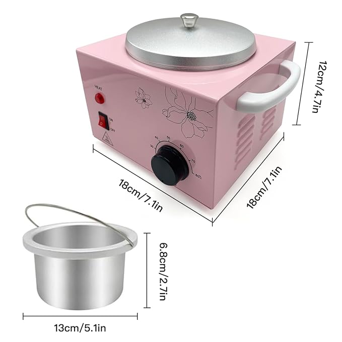 Single Pot Wax Warmer, Professional Electric Wax Heater Machine Facial Skin SPA Equipment with Adjustable Temperature Set(Pink)
