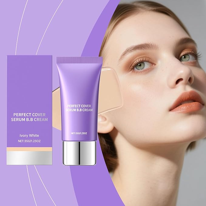 Aesthetic BB Cream, Lightweight Tinted Moisturizer with Medium Coverage, Oil-Control Blemish Balm, Long-Lasting Foundation Makeup Base for Oily/Combination Skin, Korean Makeup, 1.23oz (Ivory White)