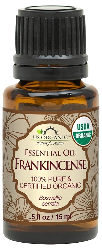US Organic 100% Pure Frankincense Essential Oil, USDA Certified Organic, Steam Distilled, Boswellia serrata, Sourced from India, Topically or in Diffuser, Perfect for Aging or All Skin Type (15 ml)