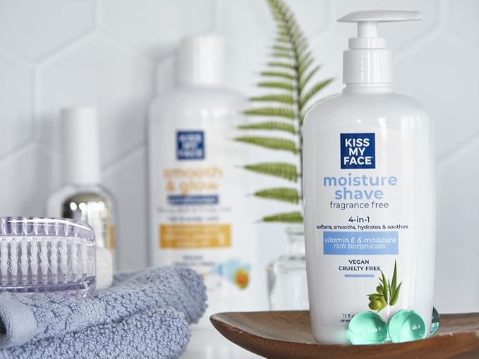 Kiss My Face Moisture Shave 11 Ounce Fragrance-Free 4-In-1 Pump, 11 Fl Oz (Pack of 3)