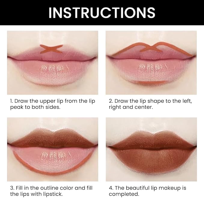 Kaely 2-in-1 Brown Matte Lip Liner & Lipstick Combo Set Kit for Women, Magic Neutral Lipstick 24 Hours Original Lips Liner Pencil Stain Gloss Plumper Makeup Long Lasting Waterproof 38