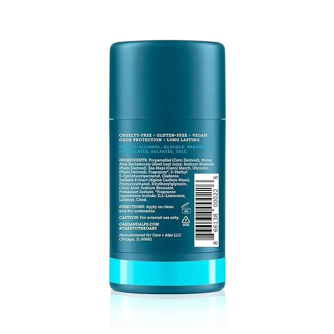 Oars + Alps Deodorant for Men & Women, Aluminum Free Deodorant for Men, Dermatologist Tested, Clean Ingredients, Non Toxic, Vegan, Long Lasting, Odor Protection, Fresh Ocean Splash, 2pk, 2.6oz