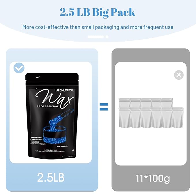 2.5lb Wax Beads, Hard Wax Beads with Coarse Hair Formula -Wax Beads for Hair Removal Sensitive Skin Women, Idea for Full Body, Legs, Face,Bikini and Brazilian (Chamomile)