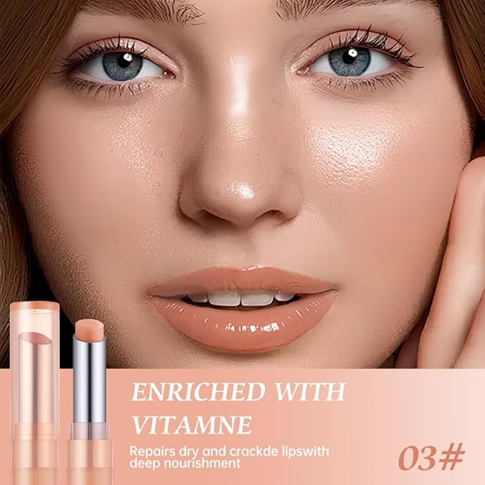 Color-Changing Lip Balm, Moisturizing Hydrating Tinted Lip Balm for Dry Lips, Long-Lasting Nourishing Lipstick, Glossy Lip Tint, Lip Care for Smooth, Soft Lips.3#