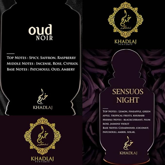 Sensous Nights & Oud Noir EDP 100ML BY KHADLAJ (BUNDLE, 3.4)