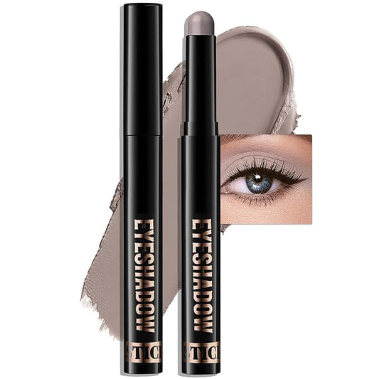 Matte Eyeshadow Stick, Gray Cream Eye Shadow Stick Waterproof Neutral Brown Eyeliner Brightener Pencil Crayon Long-Lasting Eye Highlighter Makeup for Women Easy to Use High Pigmented