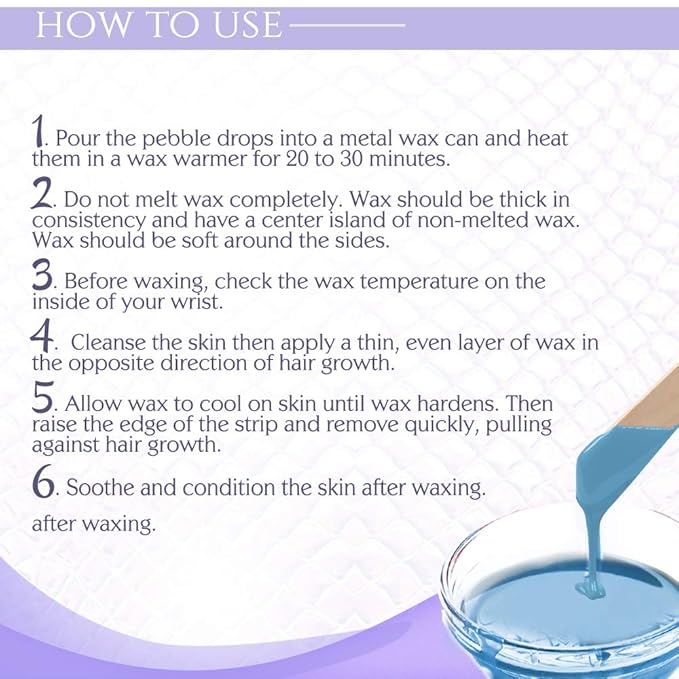 Satin Smooth Titanium Blue Hard Wax with Azulene Oil & Vitamin E, Thin Film Pebble Wax for Coarse Hair, Brazilian Bikini Waxing, Ideal for Sensitive Skin, Hair Removal Wax, 35oz