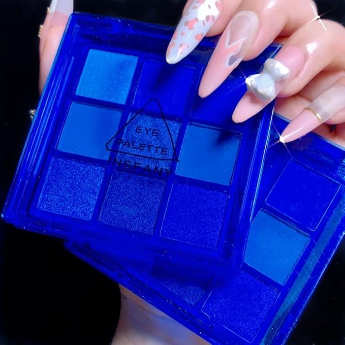 AMY'S DIARY Blue Eyeshadow Palette Eye shadow Makeup,Navy Blue Eyeshadow Shiny Sparkle Shimmer Glitter Eyeshadow Waterproof Pallete,royal blue Glitter Blue Eye Make Up