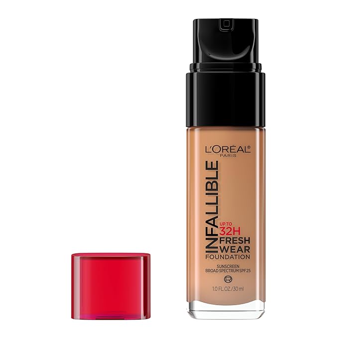 L'Oreal Paris Makeup Infallible Up to 32 Hour Fresh Wear Lightweight Foundation, 505 Toffee, 1 Fl Oz, Packaging May Vary
