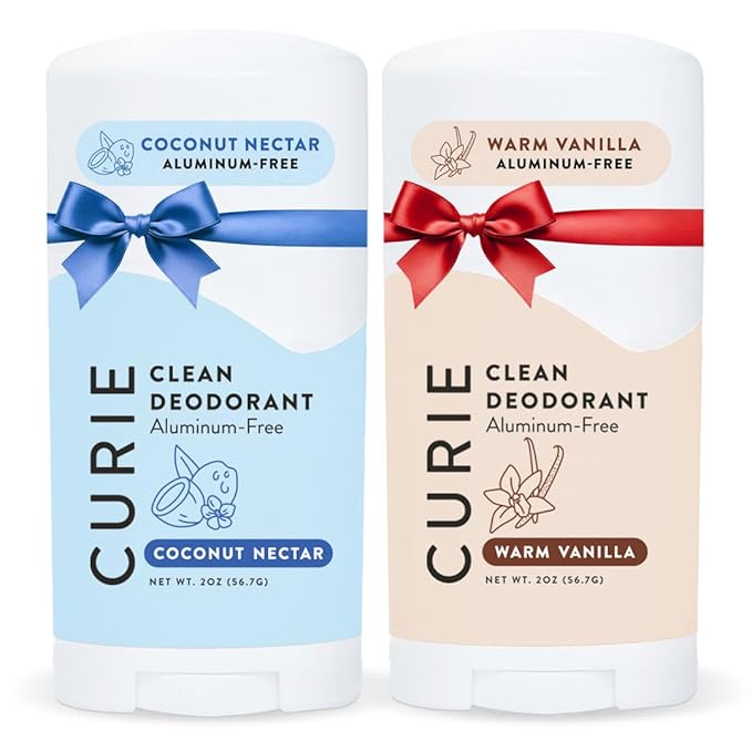 Curie Natural Deodorant for Women - Coconut Nectar + Warm Vanilla - Aluminum Free, Clean, Sustainable, Vegan, Paraben Free (2pk)