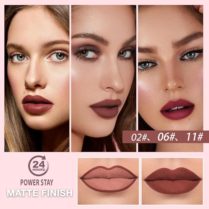 6Pcs 2 in 1 Matte Lipstick Lip Liner Pencil Set,Waterproof Lip Stick Lip liner Combo for Old Women Long Lasting Lipstick Crayon,labiales mate 24 horas originales