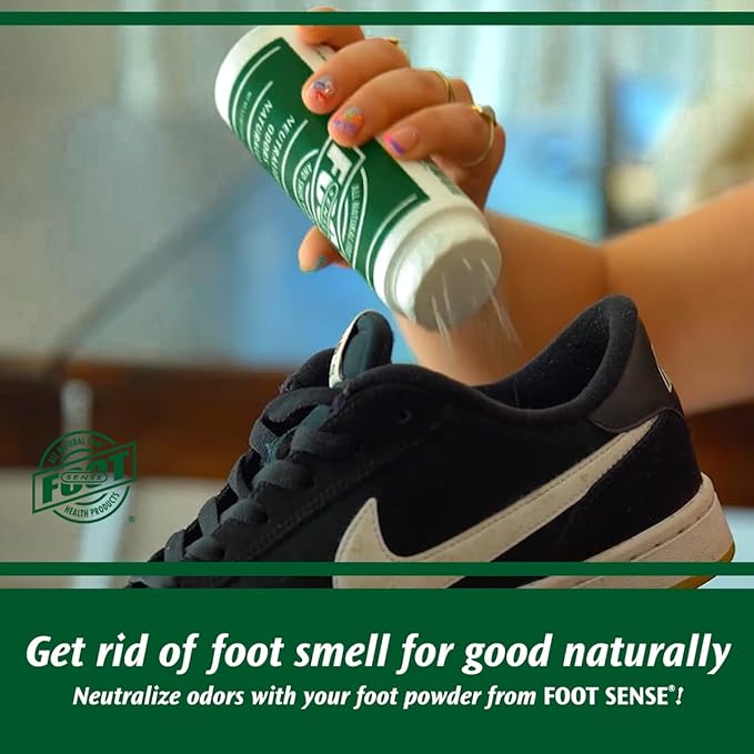 FOOT SENSE All Natural Foot & Shoe Powder, Foot Deodorant, Talc-Free, Odor Eliminator, Disinfects & Deodorizes, Long-Lasting up to 6 Months Safe for Men, Women, Kids, Athletes, 50g