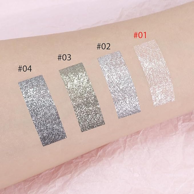 Single Cream Glitter Eyeshadow, Shimmer Eyeshadow Palette, Korean Eye Glitter Makeup, Ultra-Blendable, Sparkle Silver Eye Shadow, Single Shade Metallic Pigmented (Sparkle white)