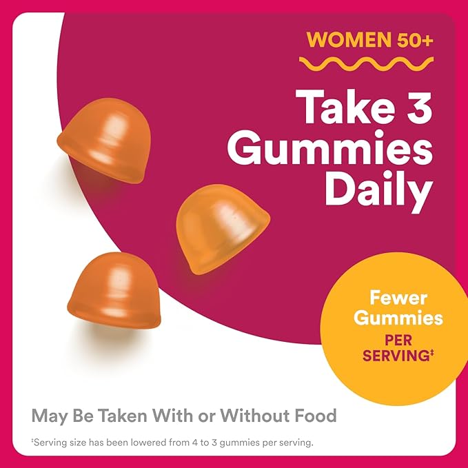 SmartyPants Multivitamin Gummy for Women 50 and Over - Improved Formula: Omega 3 (DHA/EPA), Methylfolate, CoQ10, Vitamin D3, C, Vitamin B12, B6, A, K, Biotin, Gluten Free, 90 Count (30 Day Supply)
