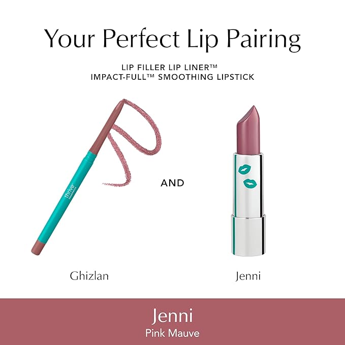 Thrive Causemetics Impact-FULL Smoothing Lipstick, Moisturizing Lip Makeup Essential with Vitamin E, Lightweight Creamy Lipstick for Women, Long Lasting, Vegan, Shade Jenni (Pink Mauve)