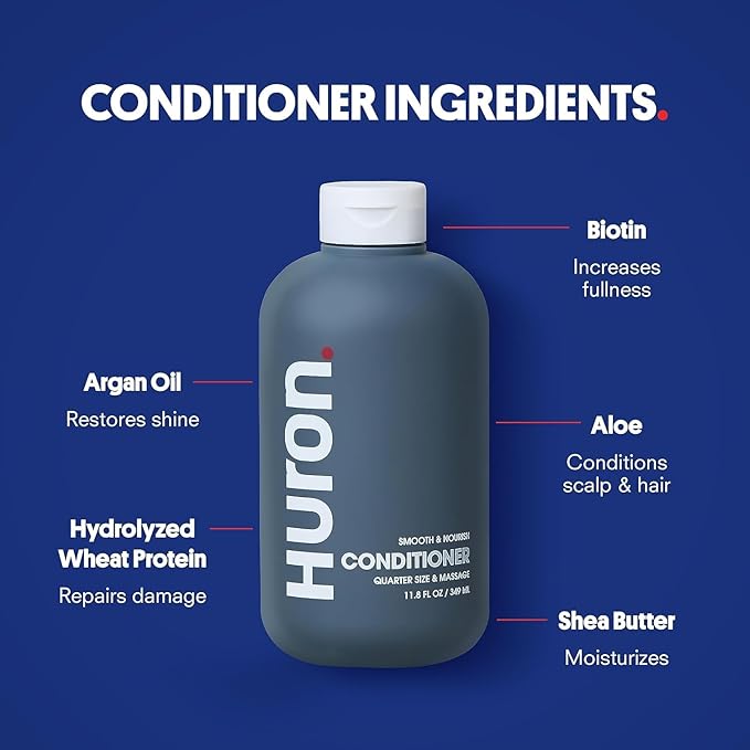 Huron Shower Kit - Shampoo, Conditioner, & Body Wash For Men - Sea Salt + Driftwood Scent - Hydrating & Nourishing Men’s Shampoo & Conditioner