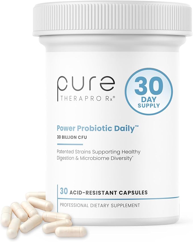 Power Probiotic Daily - 30 Acid-Resistant Capsules | 4 Proven Strains - 30 Billion CFU/Capsule | Patented Activ-Vial Desiccant Bottle to Ensure Freshness | NO Refrigeration Required