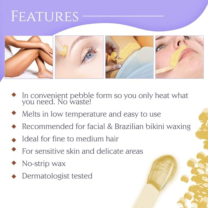 Satin Smooth Hard Wax Beads – Calendula Gold, Pebble Wax for Hair Removal on Coarse Hair, Sensitive Skin & Brazilian Waxing, 35 oz