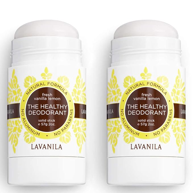 Lavanila Vanilla Lemon Deodorant for Women 2-Pack (2 Oz Each) - Natural Aluminum Free Solid Stick Deodorant, Made In USA, Vegan