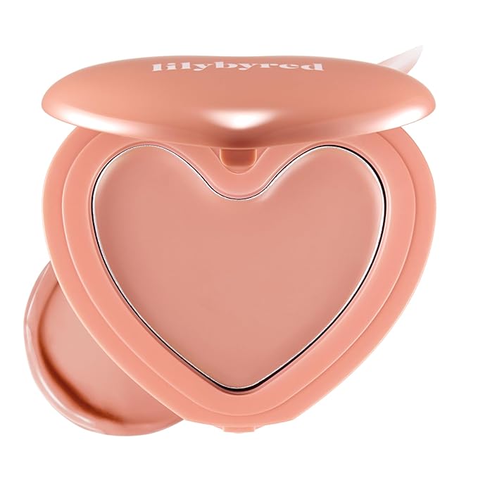lilybyred Luv Beam Cheek Balm | Heart-Shaped Korean Cream Blush, Semi-Matte Finish, Long-Lasting, Blendable & Buildable, Soft Creamy Texture, Lightweight, Natural Flush, 0.12 oz. (11 Cozy Peach Beige)