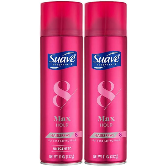 Suave+ Hairspray Max Hold Variety 2-Pack, Unscented & Scented Formulas – Aerosol Hairspray, 11 Oz Ea
