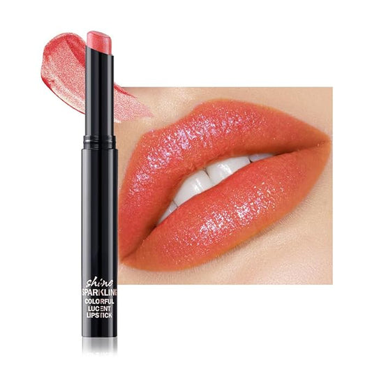 Nude Orange Metallic Lipstick for Women,Lightweight Comfortable Non-Drying Shimmer Frosted Lipstick,Glitter Lip Gloss Stain Long Lasting Waterproof Smudge Proof 24 Hour Full Coverage Lip Makeup,Vegan