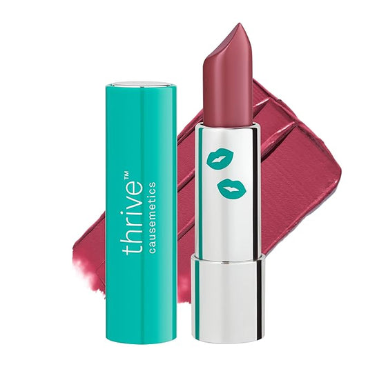Thrive Causemetics Impact-FULL Smoothing Lipstick, Moisturizing Lip Makeup Essential with Vitamin E, Lightweight Creamy Lipstick for Women, Long Lasting, Vegan, Shade Nicole (Berry Mate)