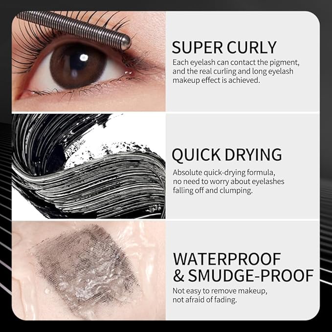 Iron Wand Mascara, 2026 New Length Curl Waterproof Quick-Drying Mascara, Waterproof Sweatproof Lengthening Curling Long Lasting Smudge Proof Tubing Mascara for Natural Lengthening (Black)
