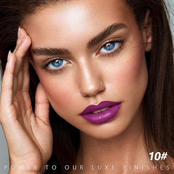 Plum Purple Matte Creamy Lipstick for Women, Longwear Lip Gloss Face Paint Stick, Lip Stick Stain Long Lasting Waterproof Easy Application Full Coverage Velvet Gloss for Party Halloween Makeup 10